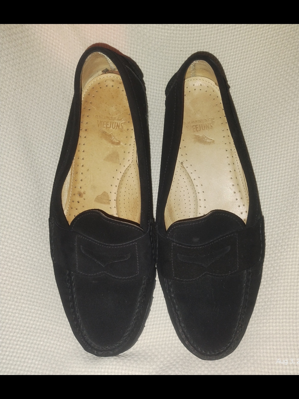Bass Weejuns Mens 9D Black Suede Loafers